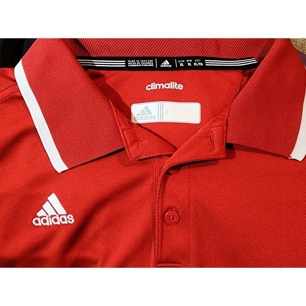 Adidas Men's‎ Climalite Polo Shirt, Size XL, Red, Short Sleeve, Golf Shirt